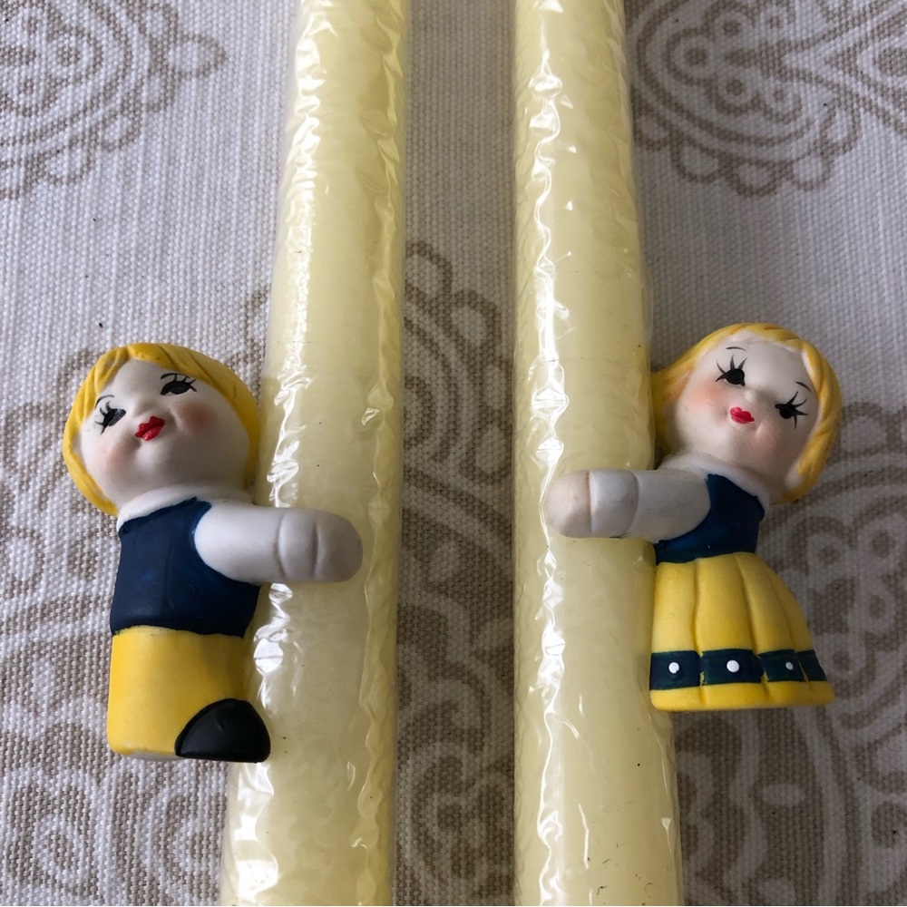 VINTAGE CERAMIC Svensk Design Erro Boy Girl CANDLE HUGGERS Swedish